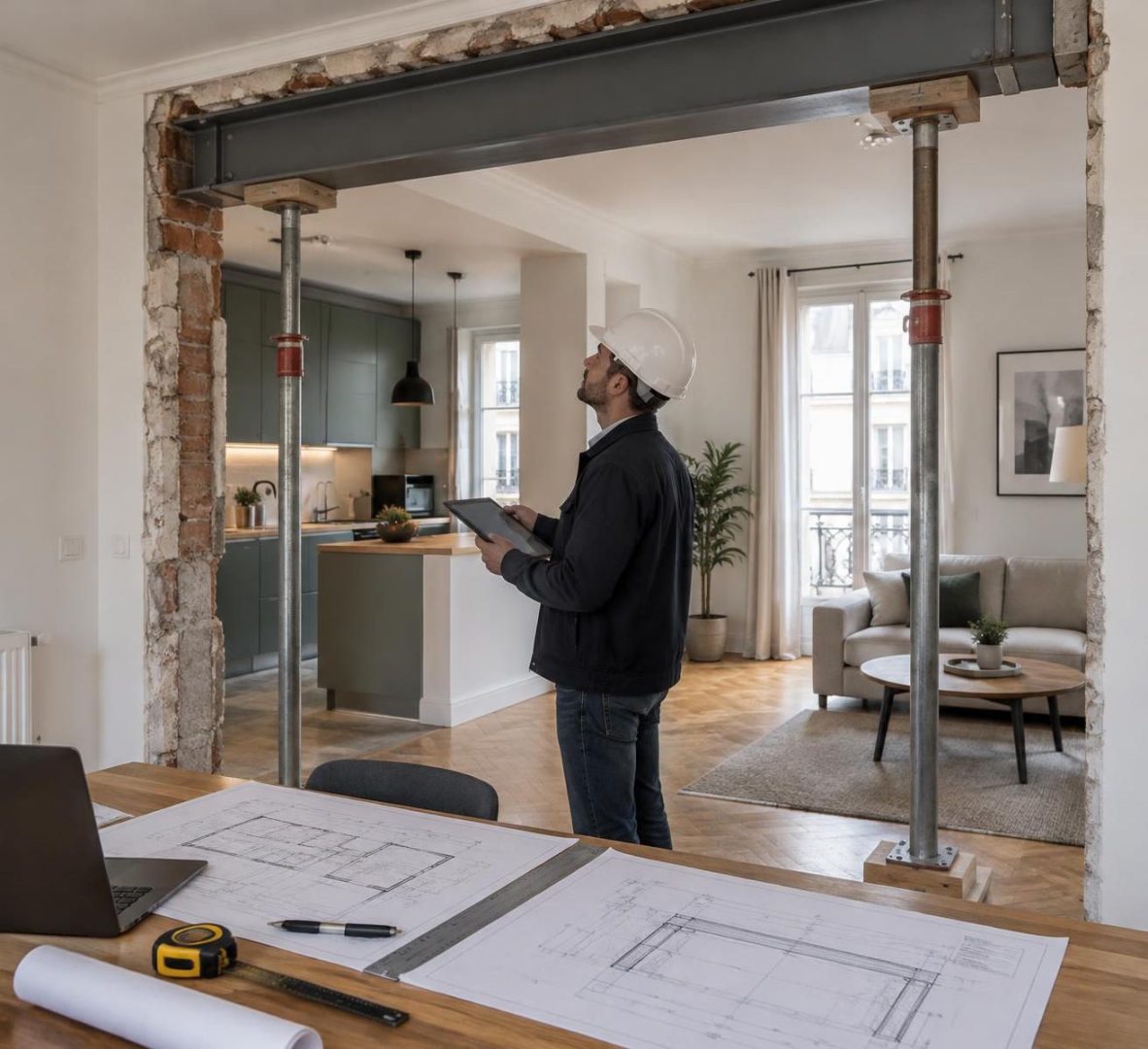 avant d’ouvrir la cuisine sur le salon, découvrez pourquoi un diagnostic structural permet d’identifier les murs porteurs et de sécuriser les travaux.